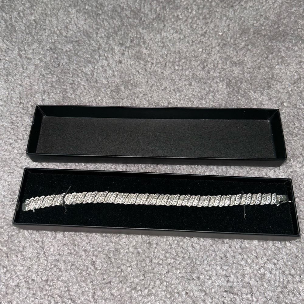 Silver Bracelet with Rhinestones